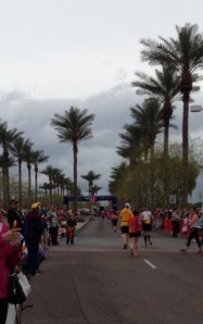 That's here in the pink jersey. Notice the clouds? Not normal weather around here.