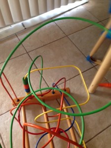 Wire  bead maze: a child's up close point of view.